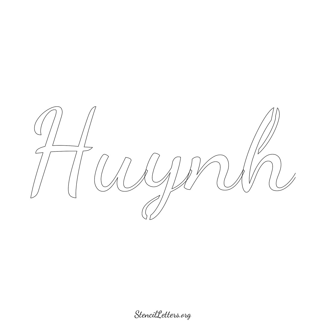 Huynh name stencil in Cursive Script Lettering