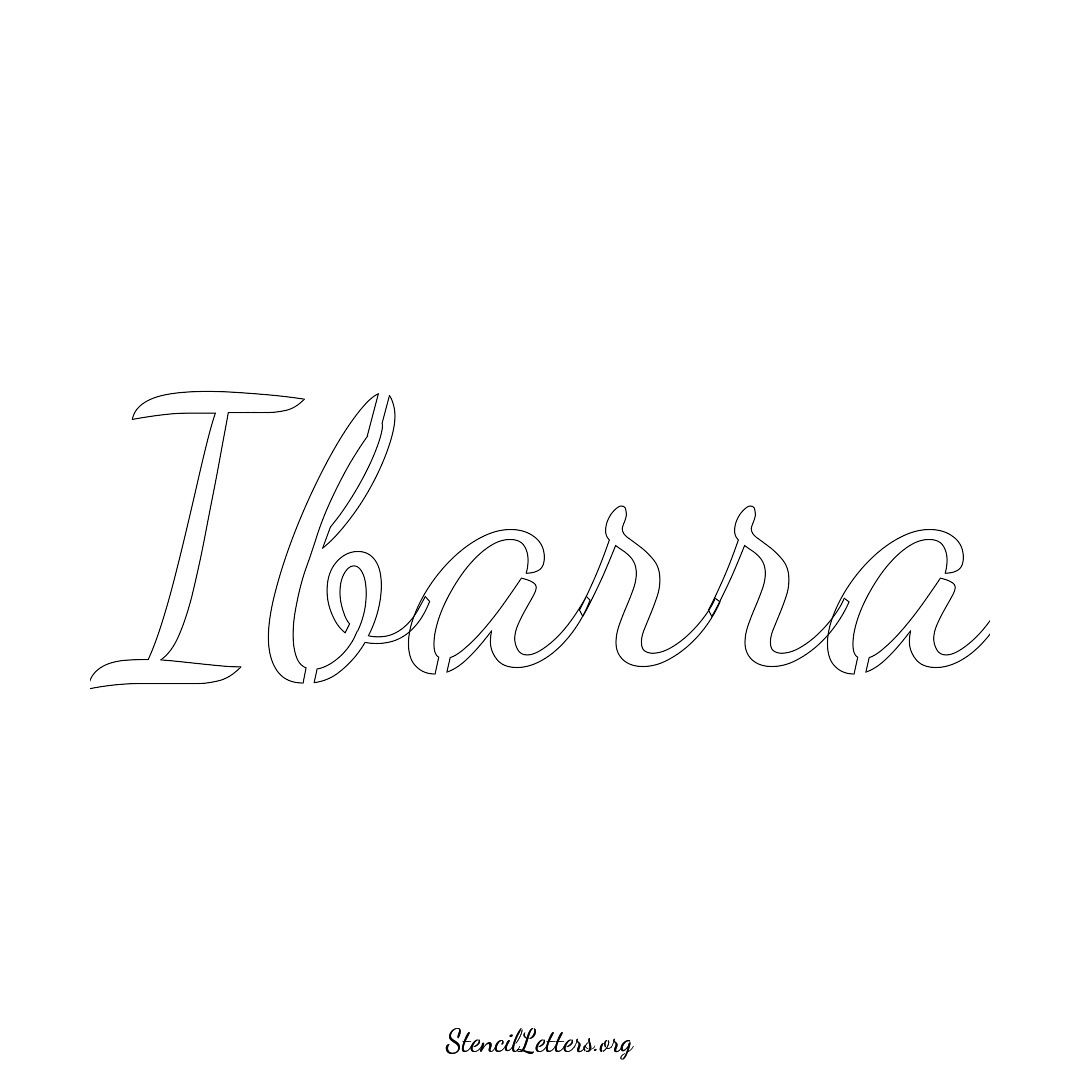Ibarra name stencil in Cursive Script Lettering