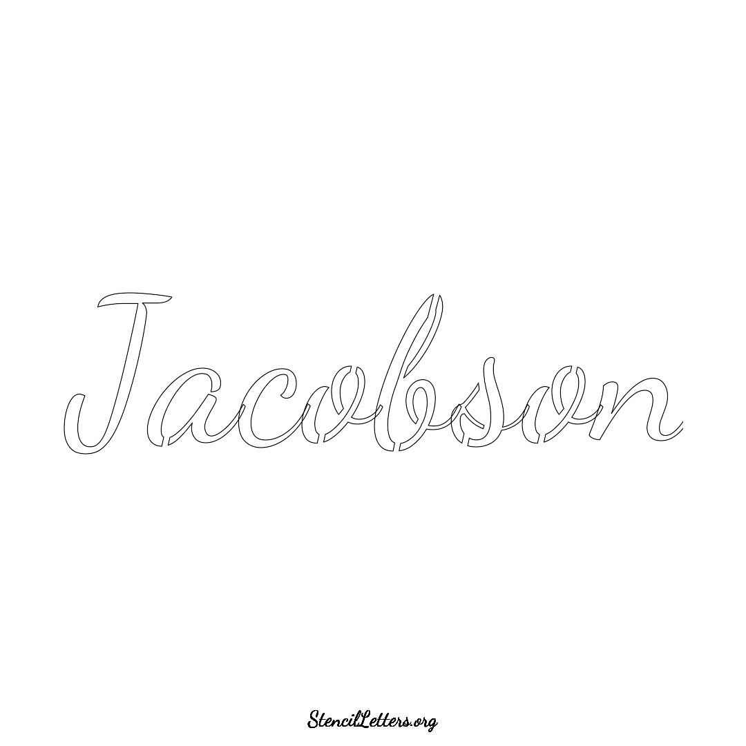 Jacobson name stencil in Cursive Script Lettering