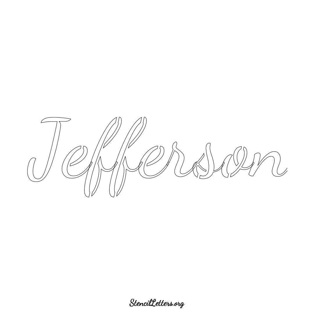 Jefferson name stencil in Cursive Script Lettering