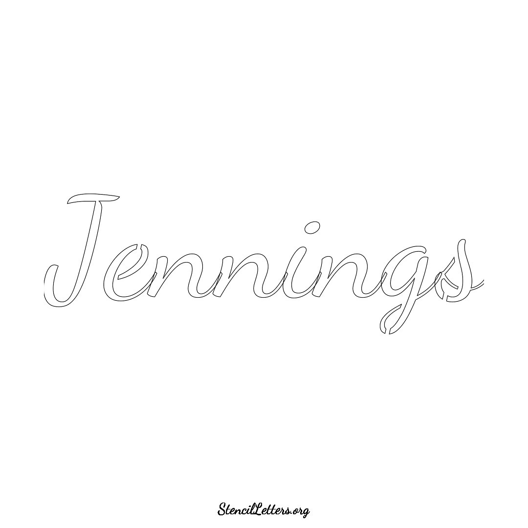 Jennings name stencil in Cursive Script Lettering
