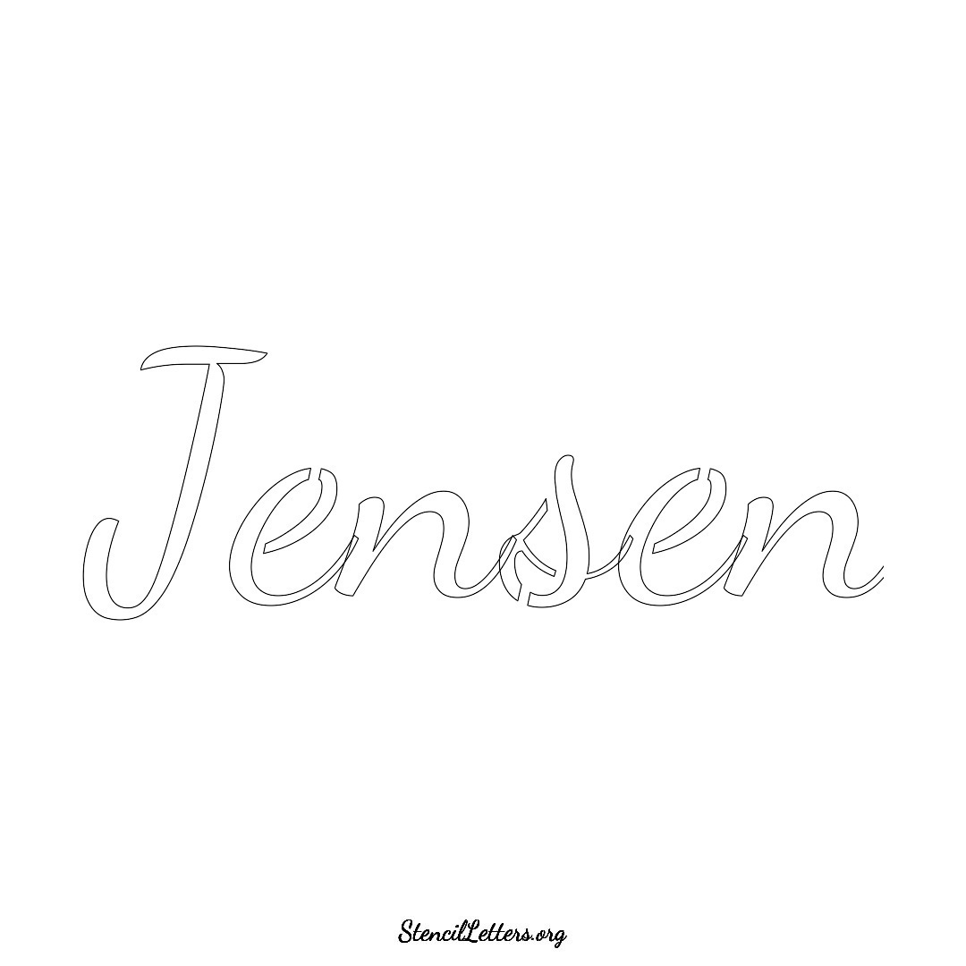 Jensen name stencil in Cursive Script Lettering