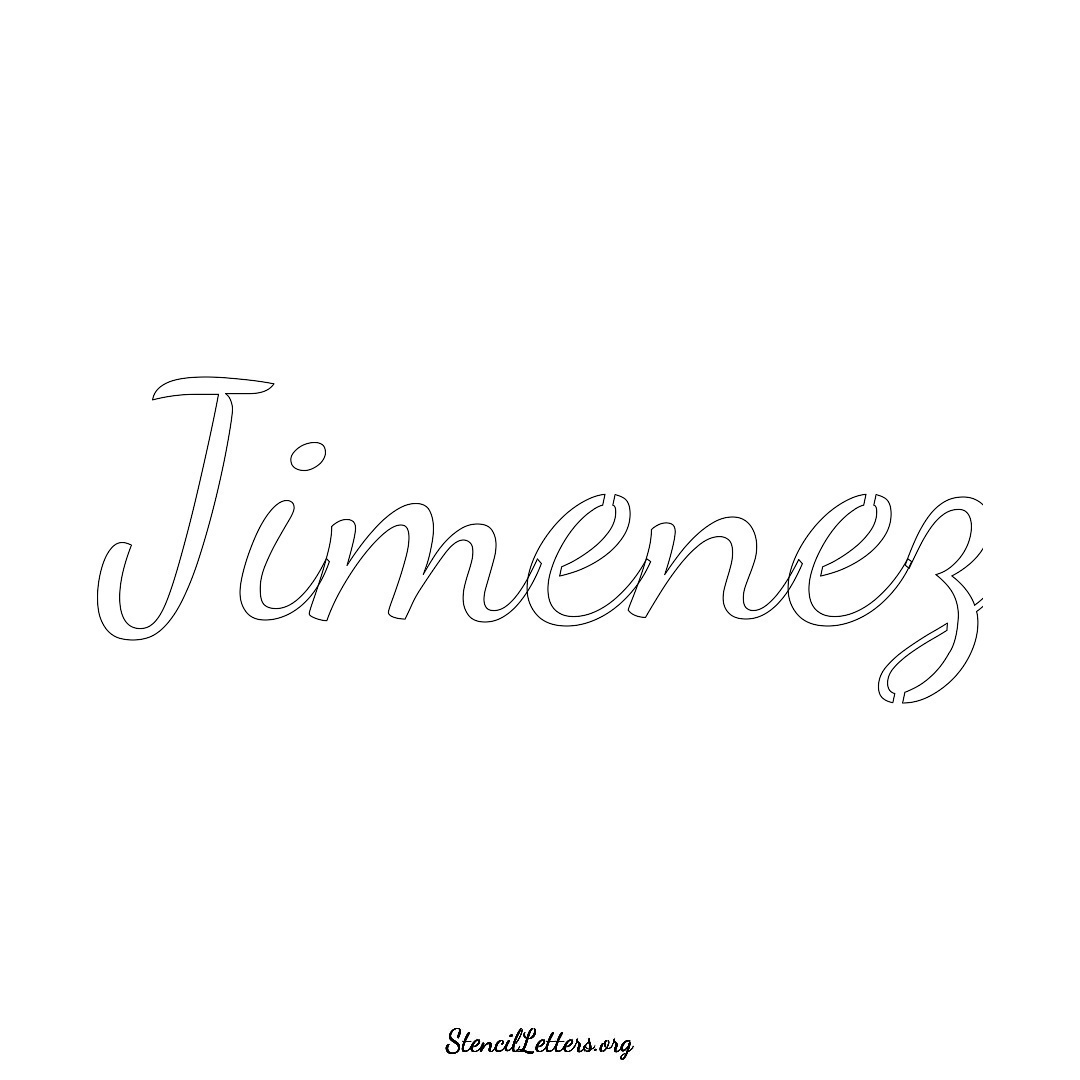 Jimenez name stencil in Cursive Script Lettering
