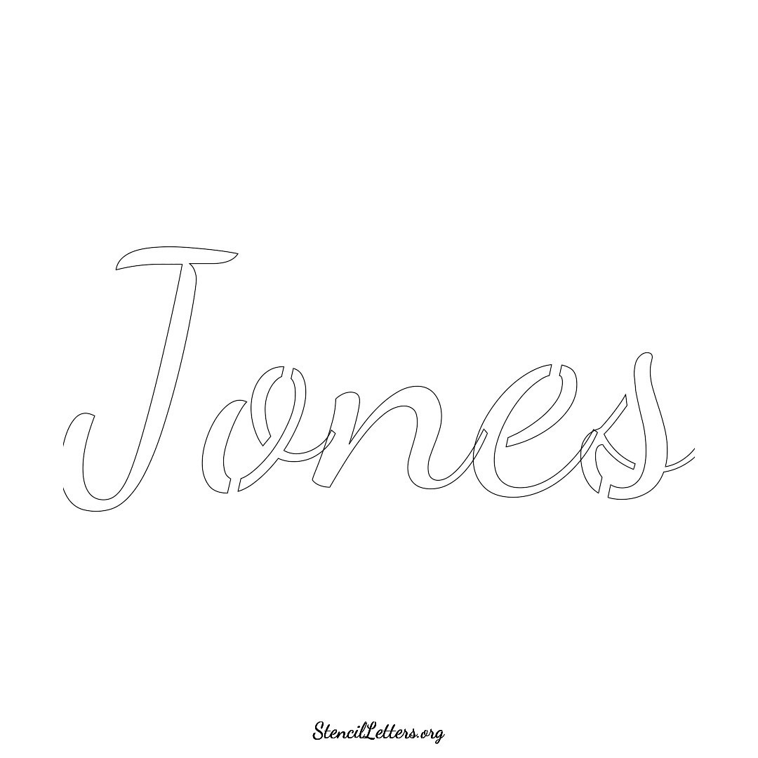 Jones name stencil in Cursive Script Lettering