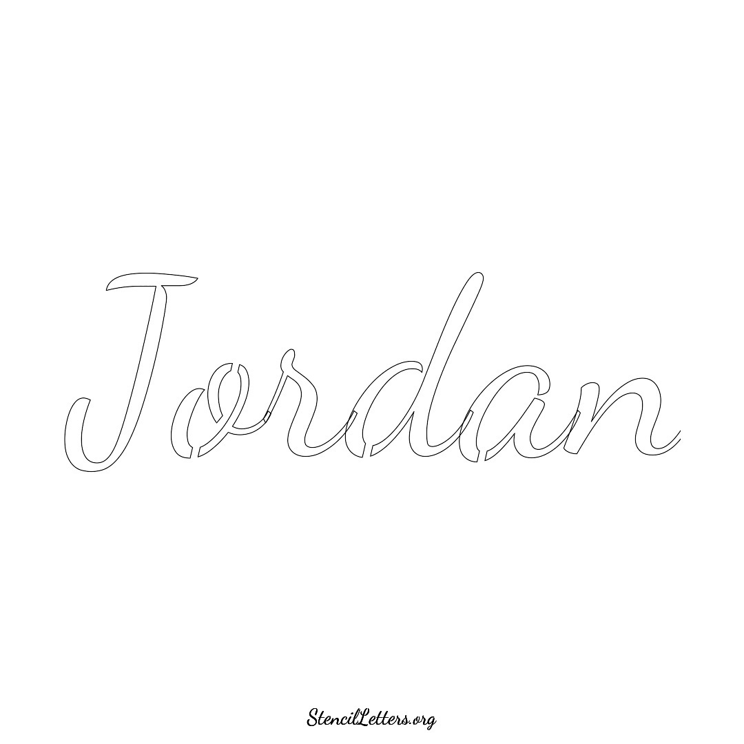 Jordan name stencil in Cursive Script Lettering