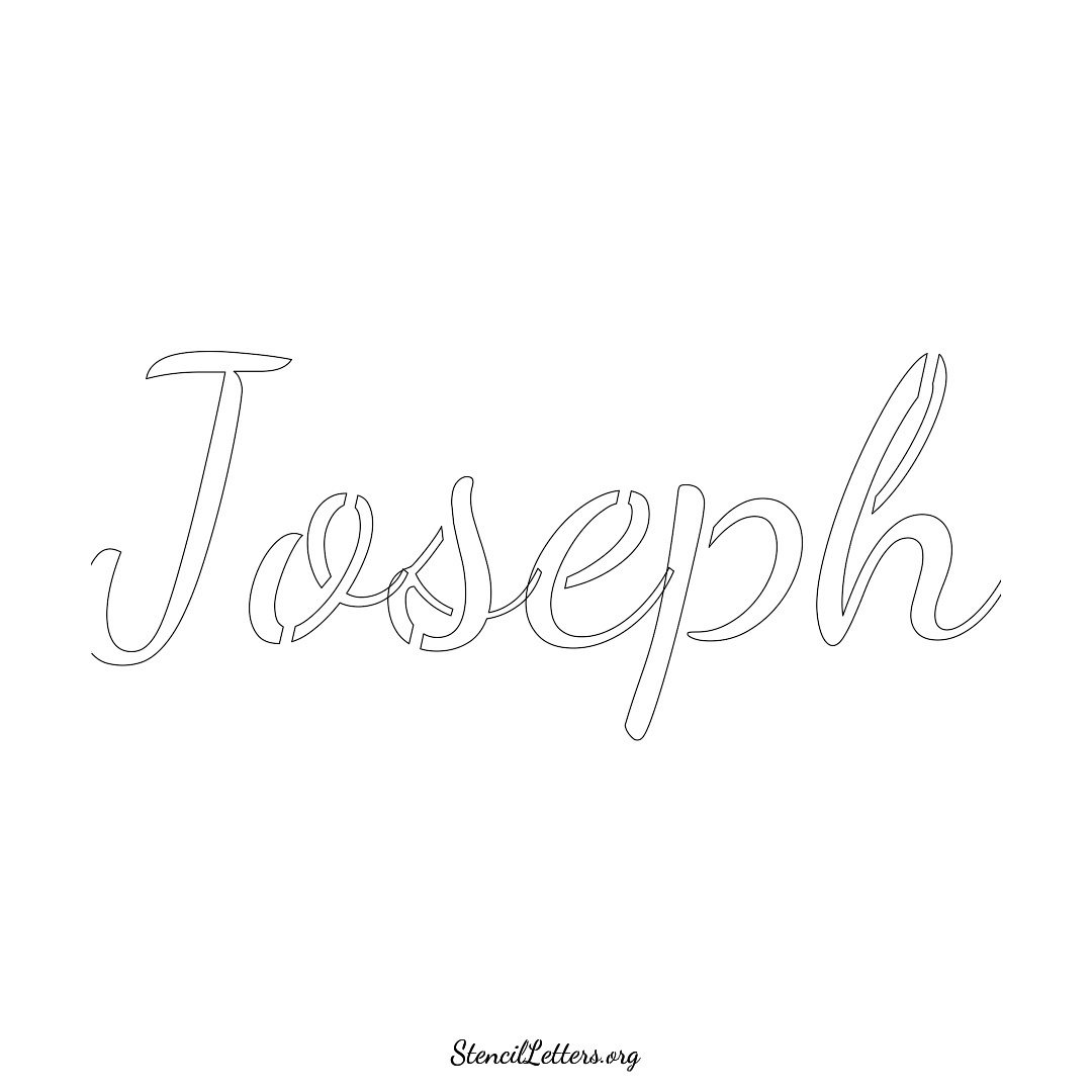 Joseph name stencil in Cursive Script Lettering