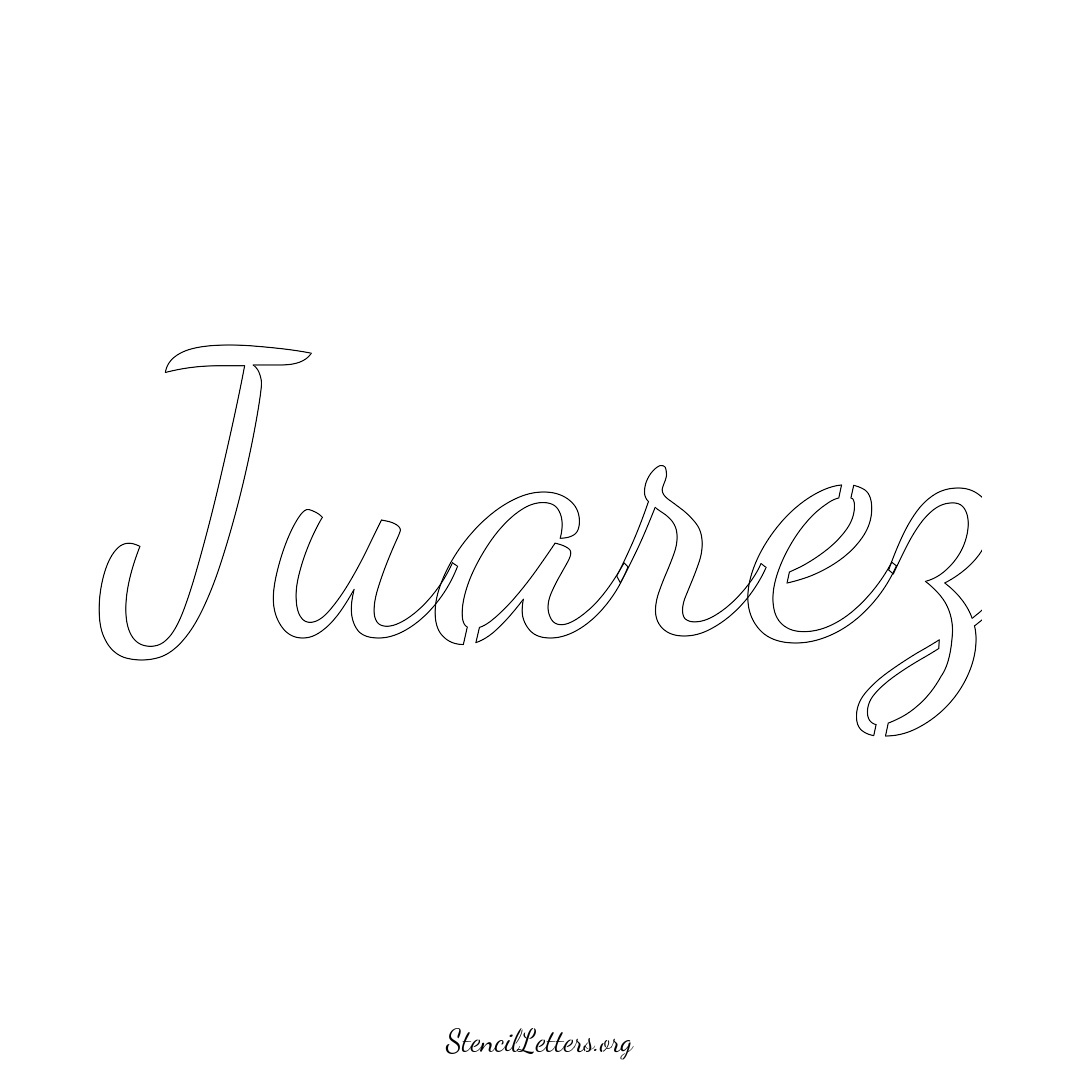 Juarez name stencil in Cursive Script Lettering