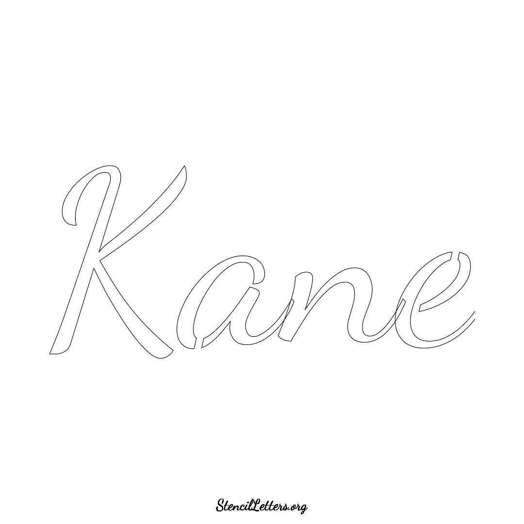 Kane name stencil in Cursive Script Lettering