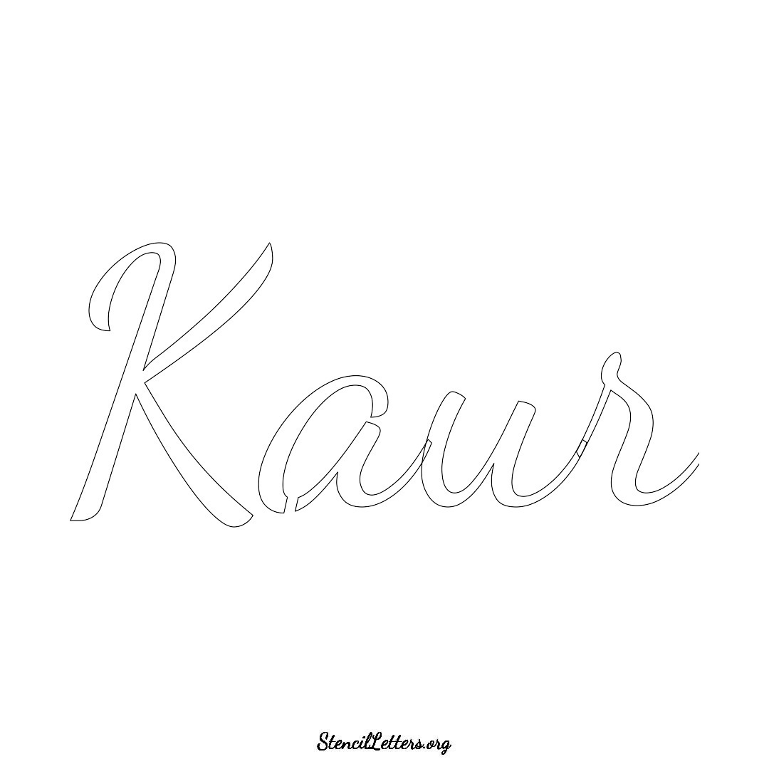 Kaur name stencil in Cursive Script Lettering