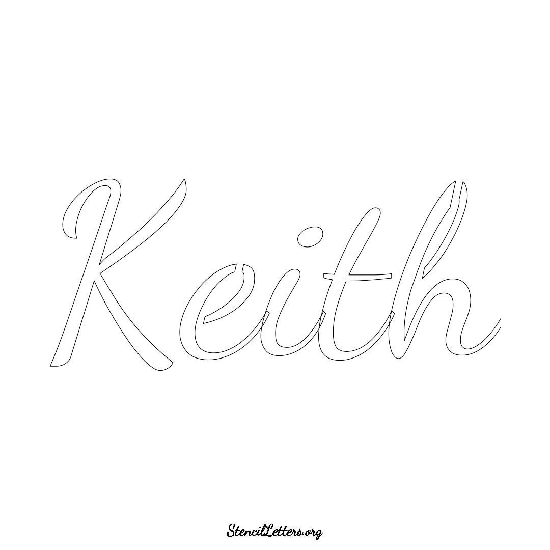 Keith name stencil in Cursive Script Lettering