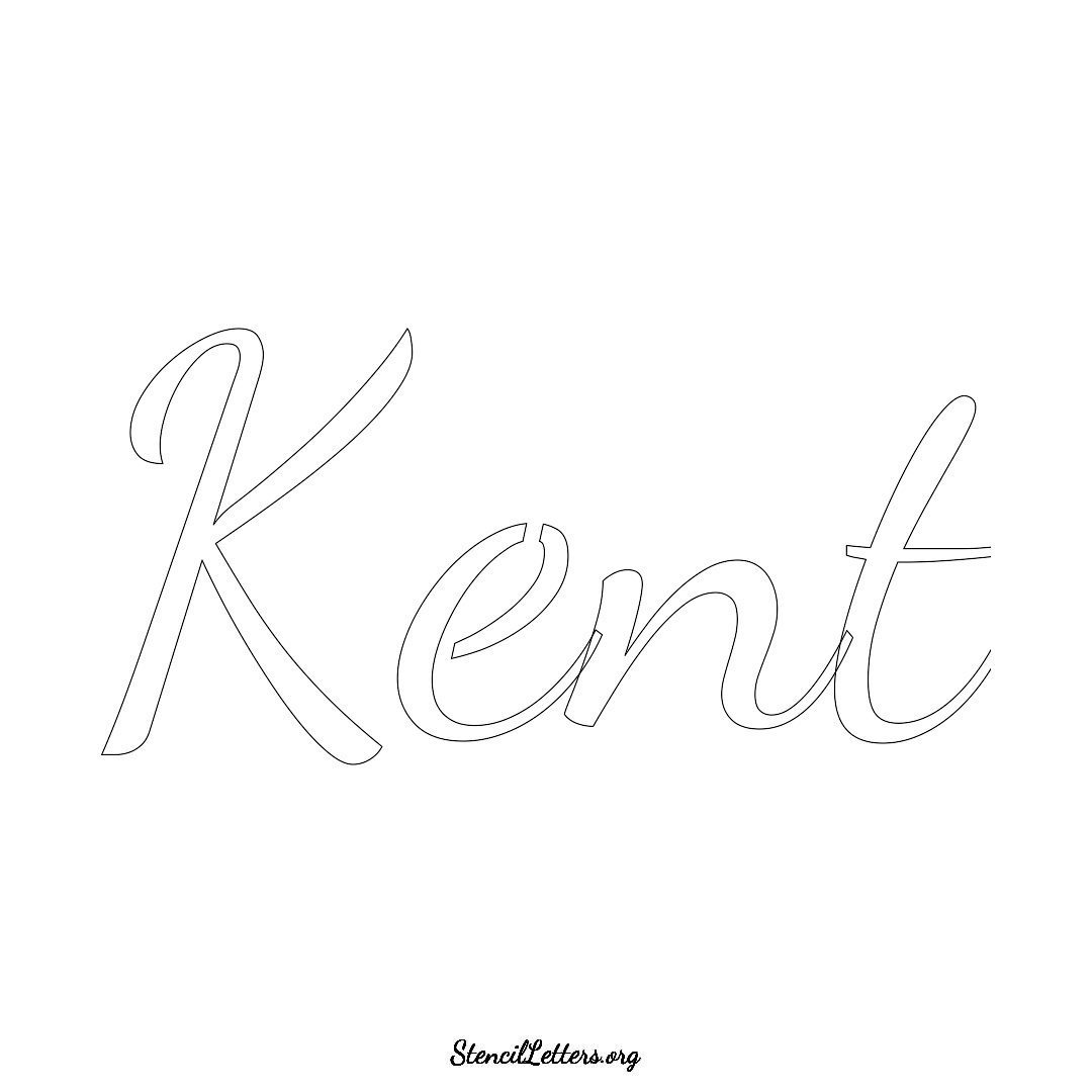 Kent name stencil in Cursive Script Lettering