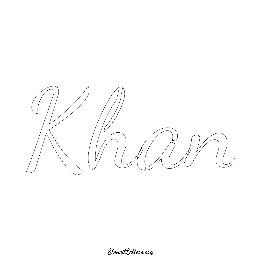 Khan name stencil in Cursive Script Lettering