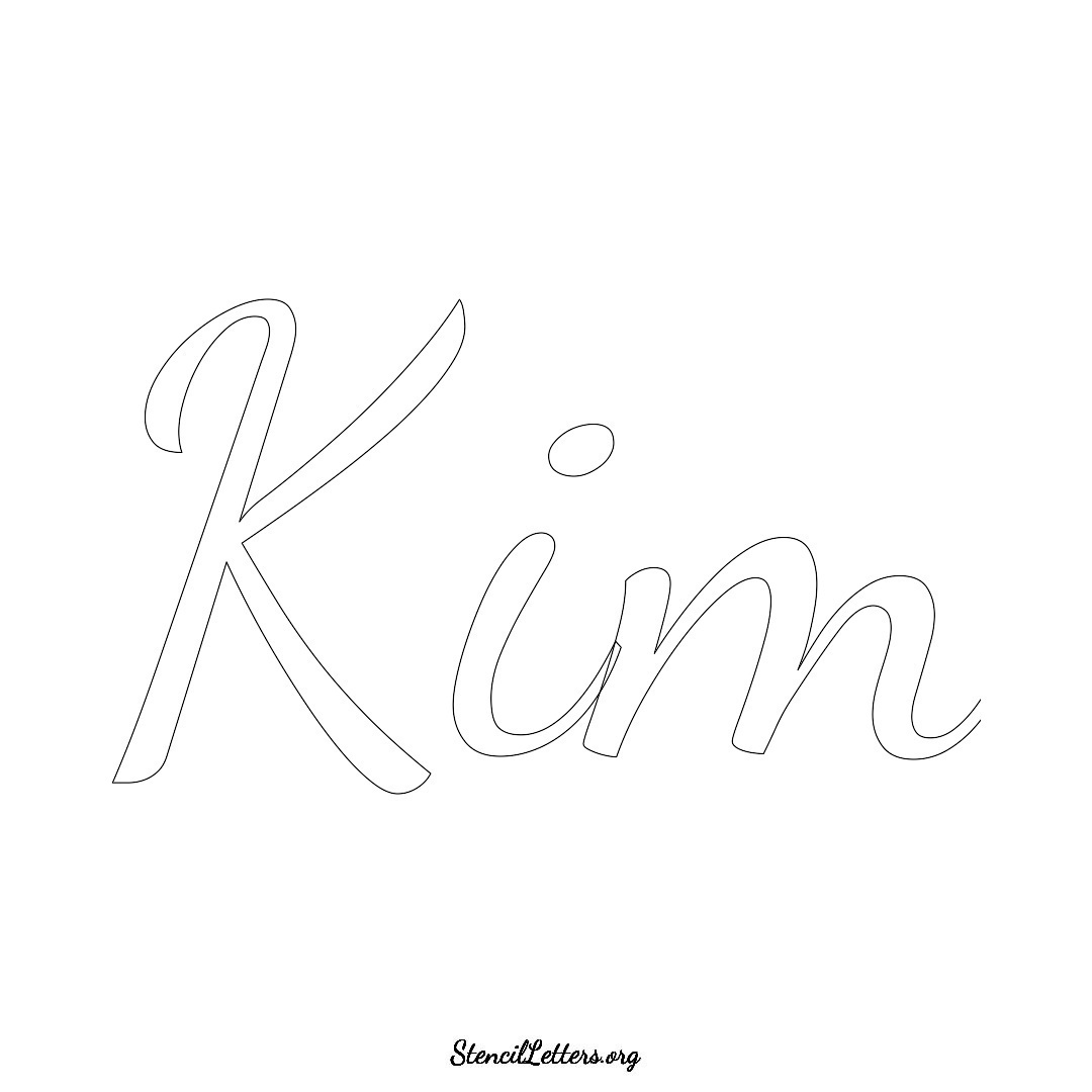 Kim name stencil in Cursive Script Lettering