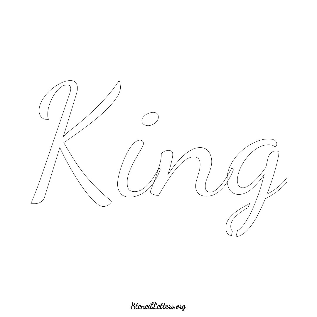 King name stencil in Cursive Script Lettering