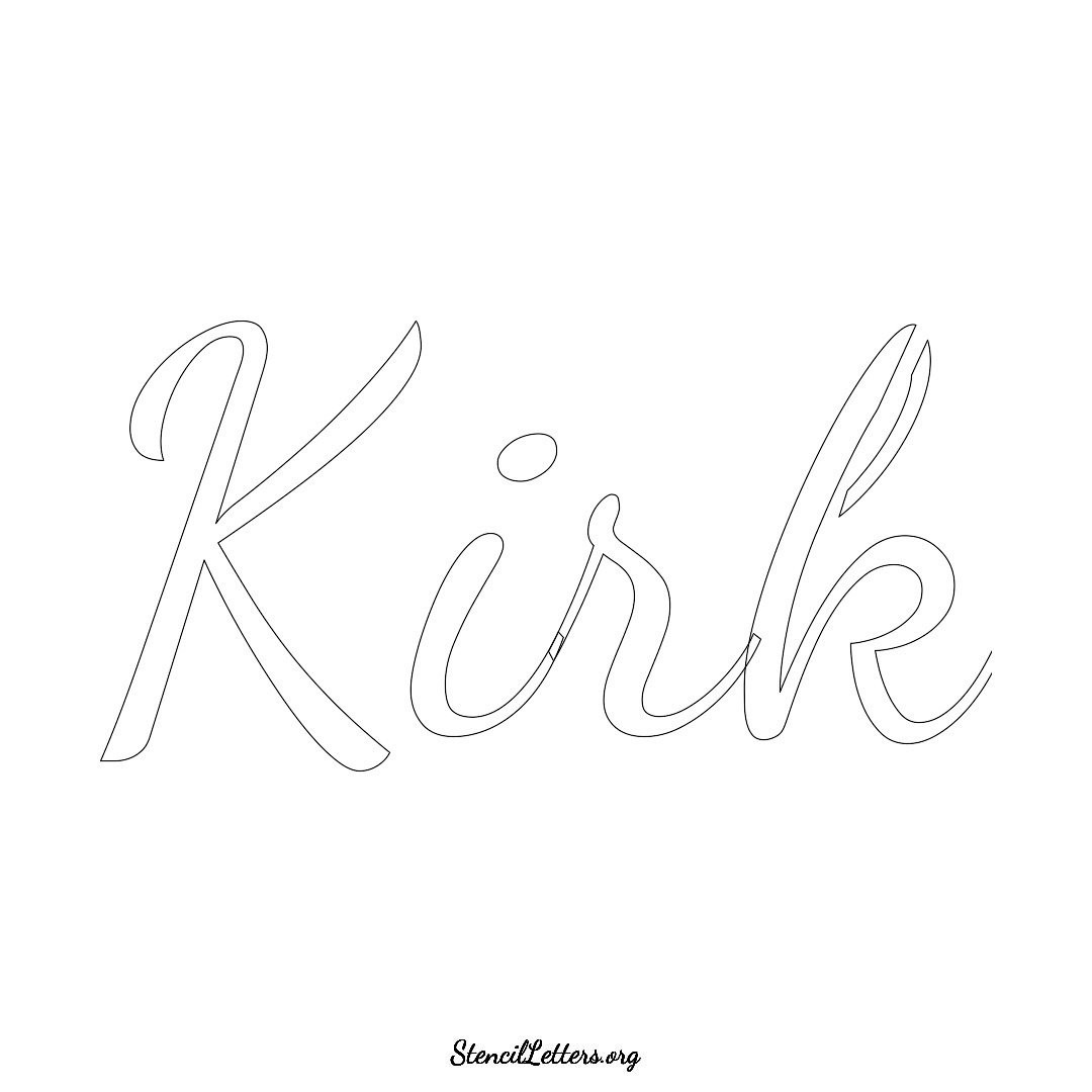 Kirk name stencil in Cursive Script Lettering