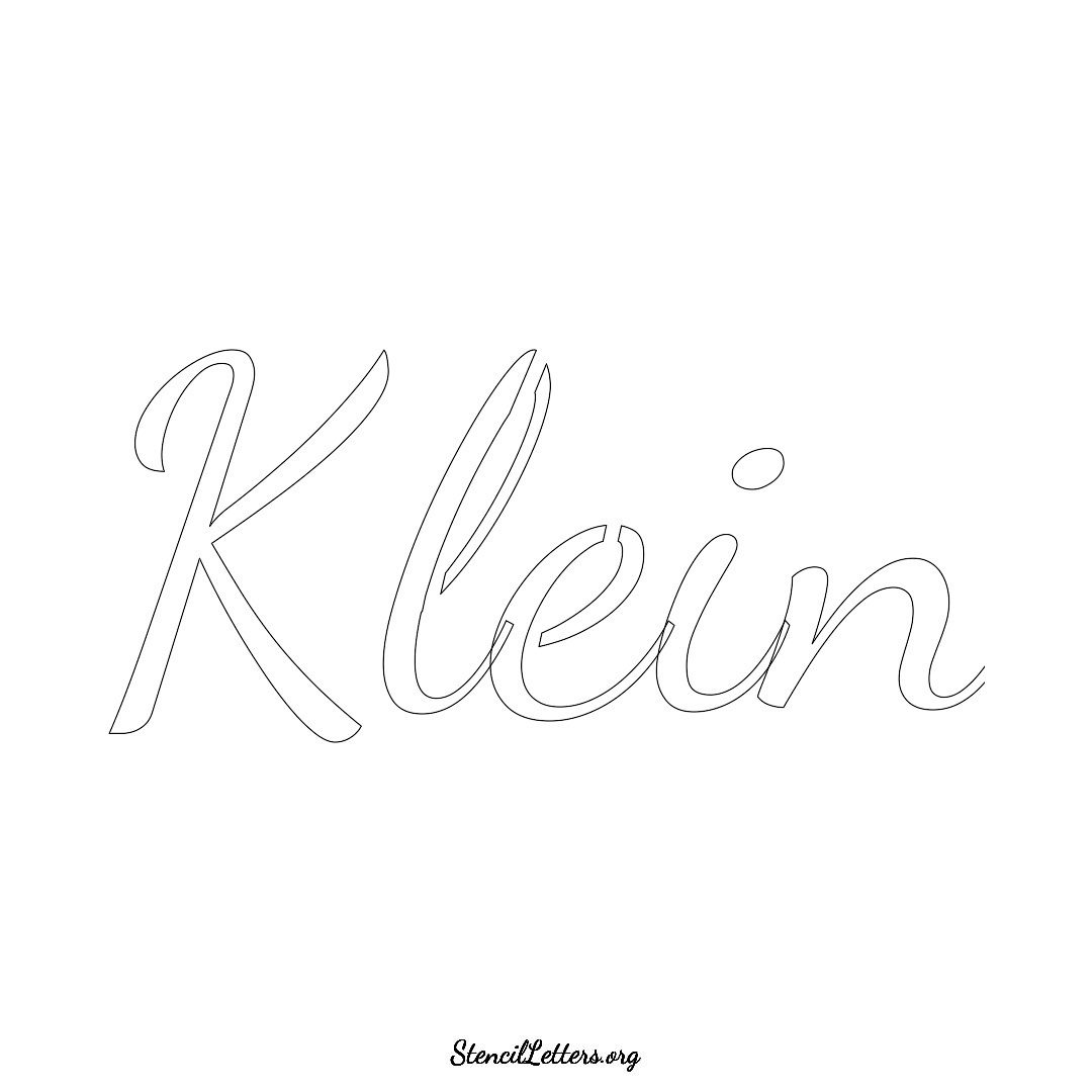 Klein name stencil in Cursive Script Lettering