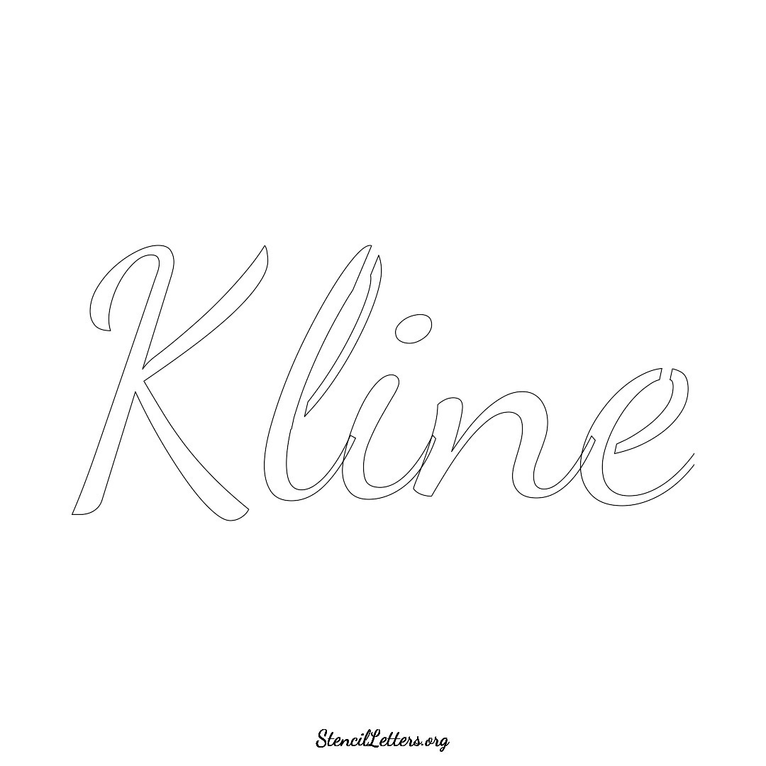 Kline name stencil in Cursive Script Lettering