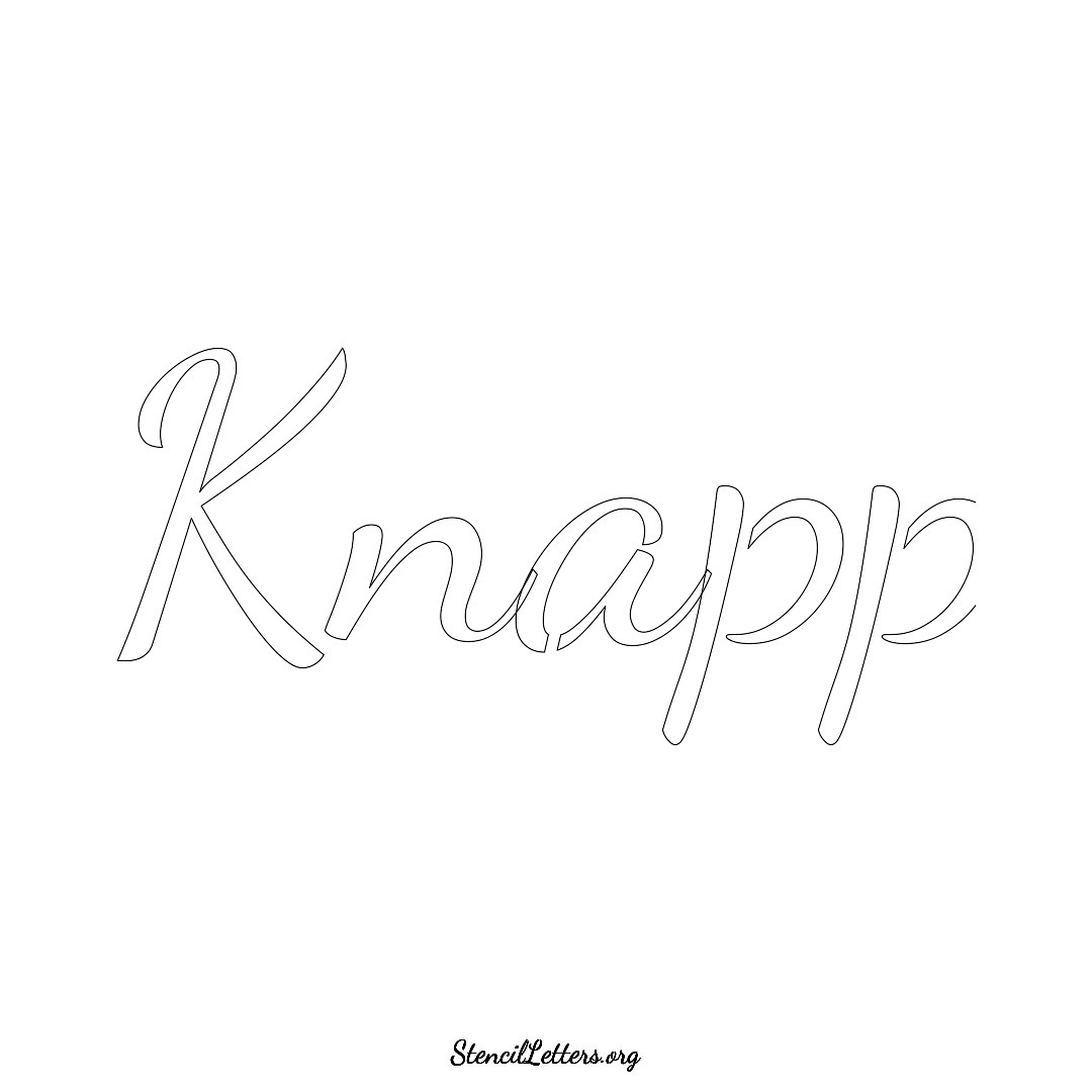 Knapp name stencil in Cursive Script Lettering