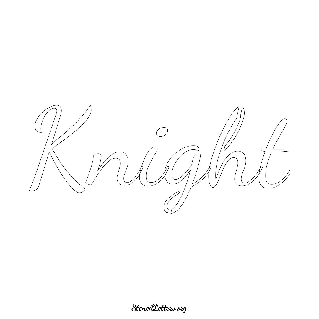 Knight name stencil in Cursive Script Lettering