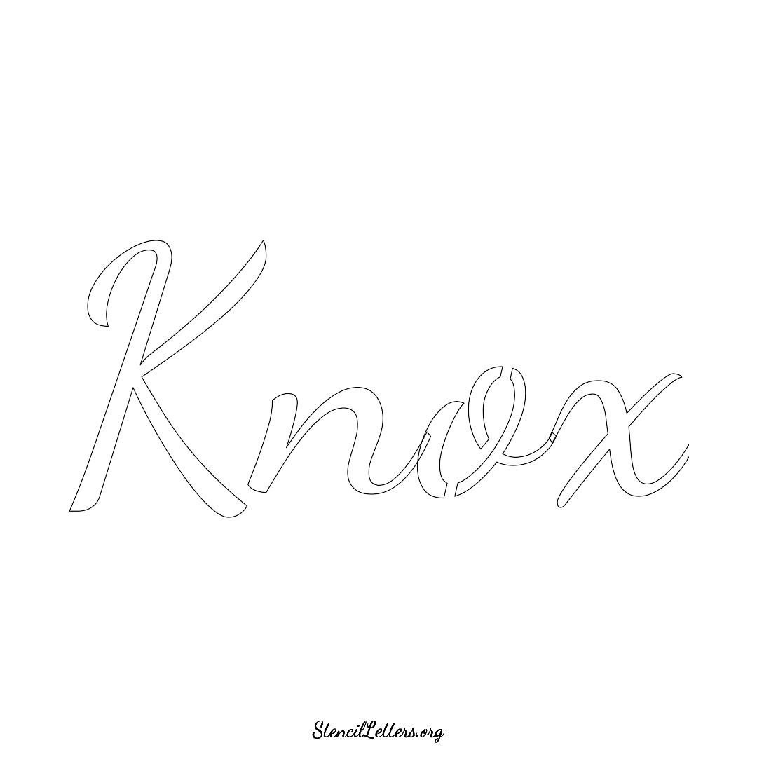 Knox name stencil in Cursive Script Lettering