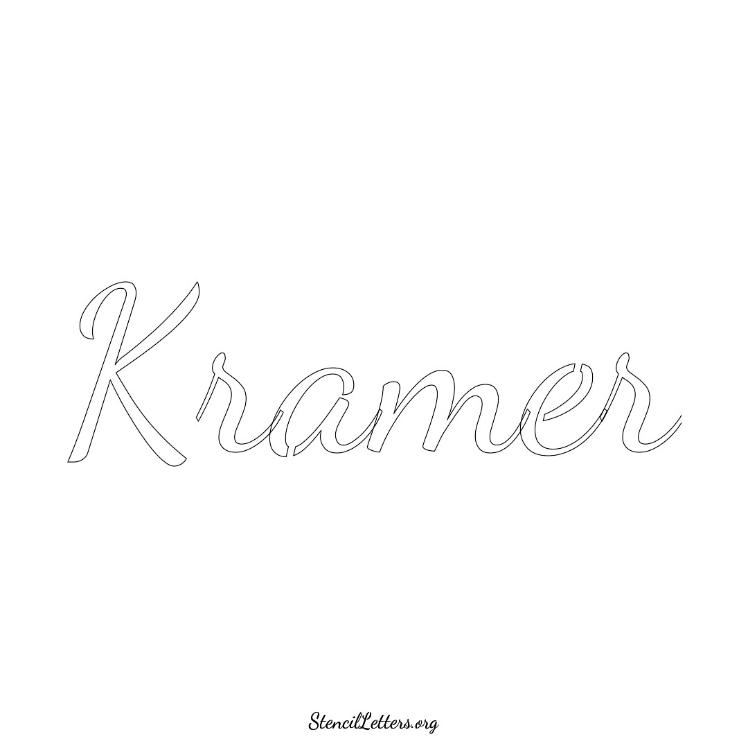 Kramer name stencil in Cursive Script Lettering