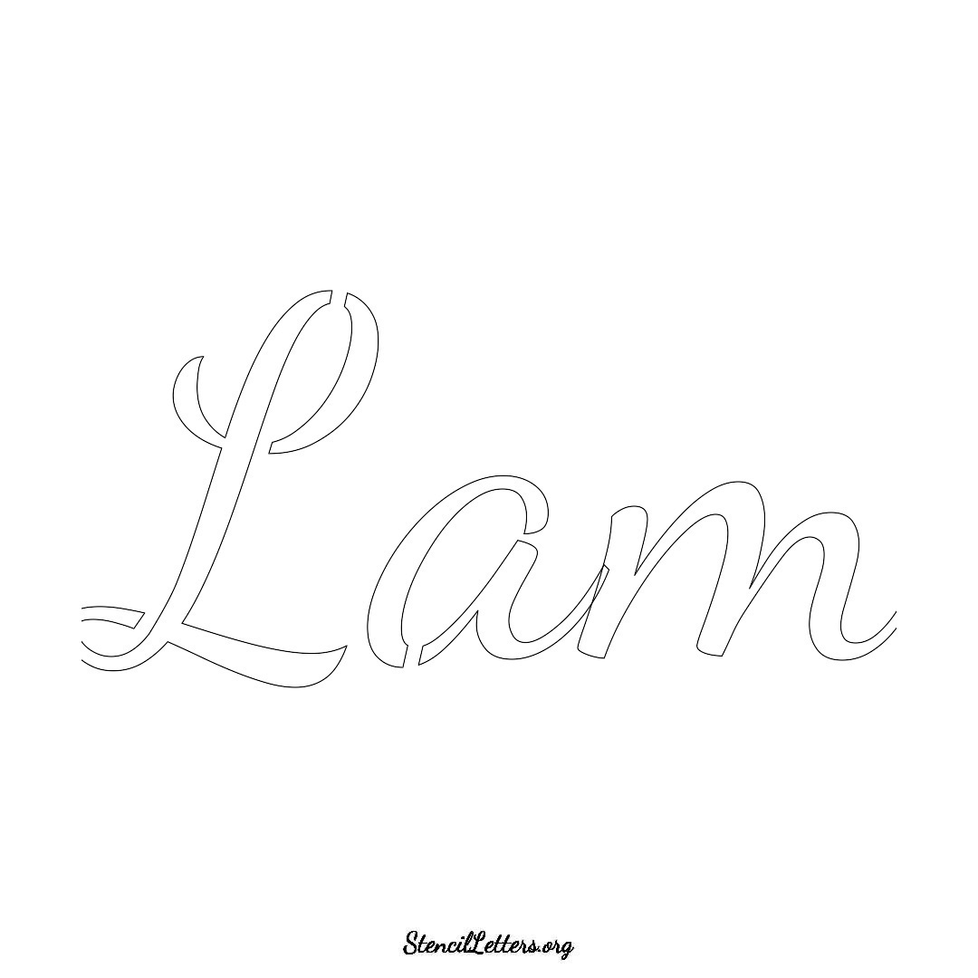 Lam name stencil in Cursive Script Lettering