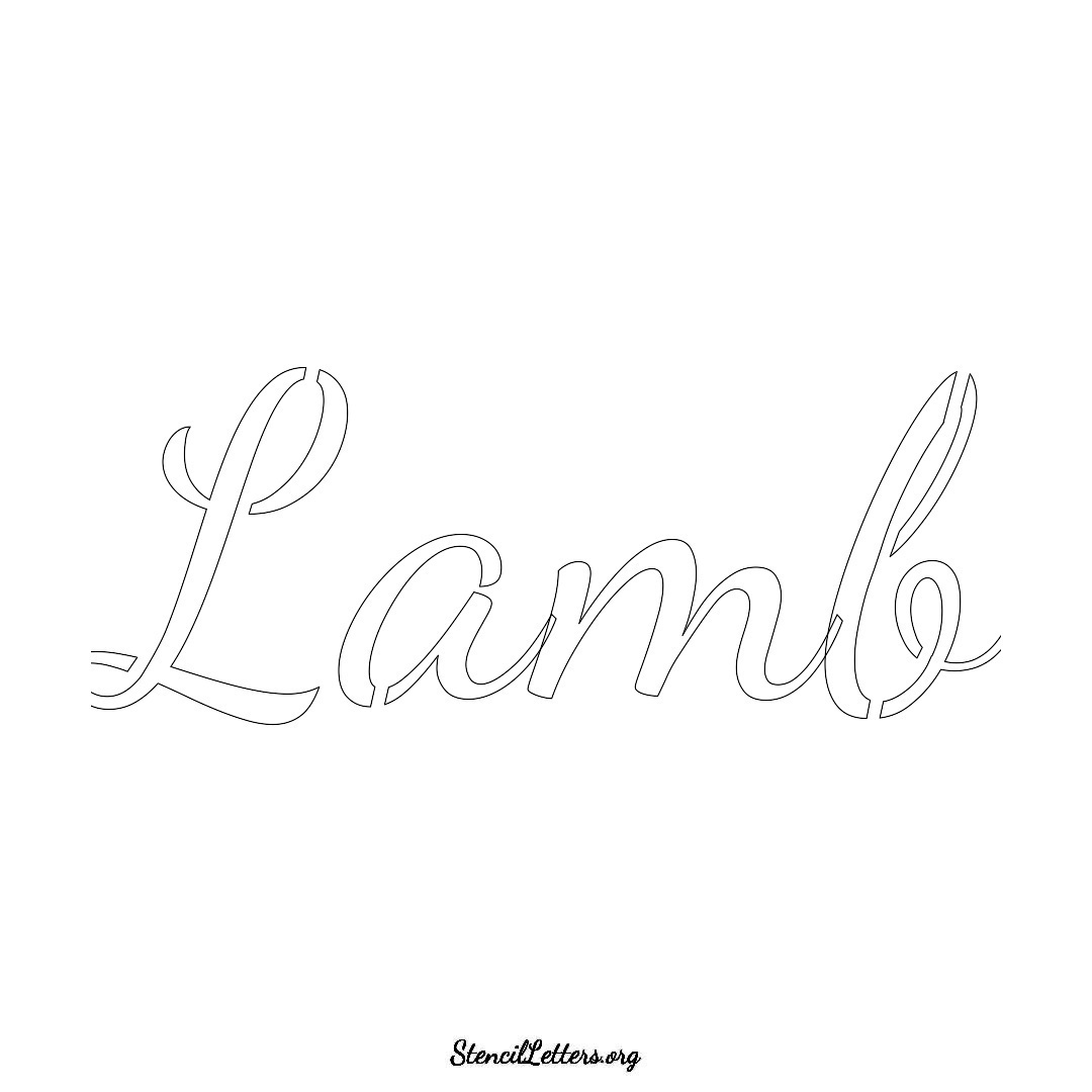 Lamb name stencil in Cursive Script Lettering