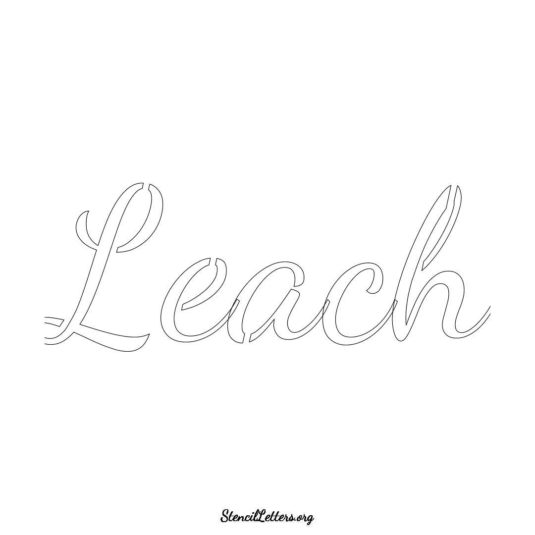 Leach name stencil in Cursive Script Lettering