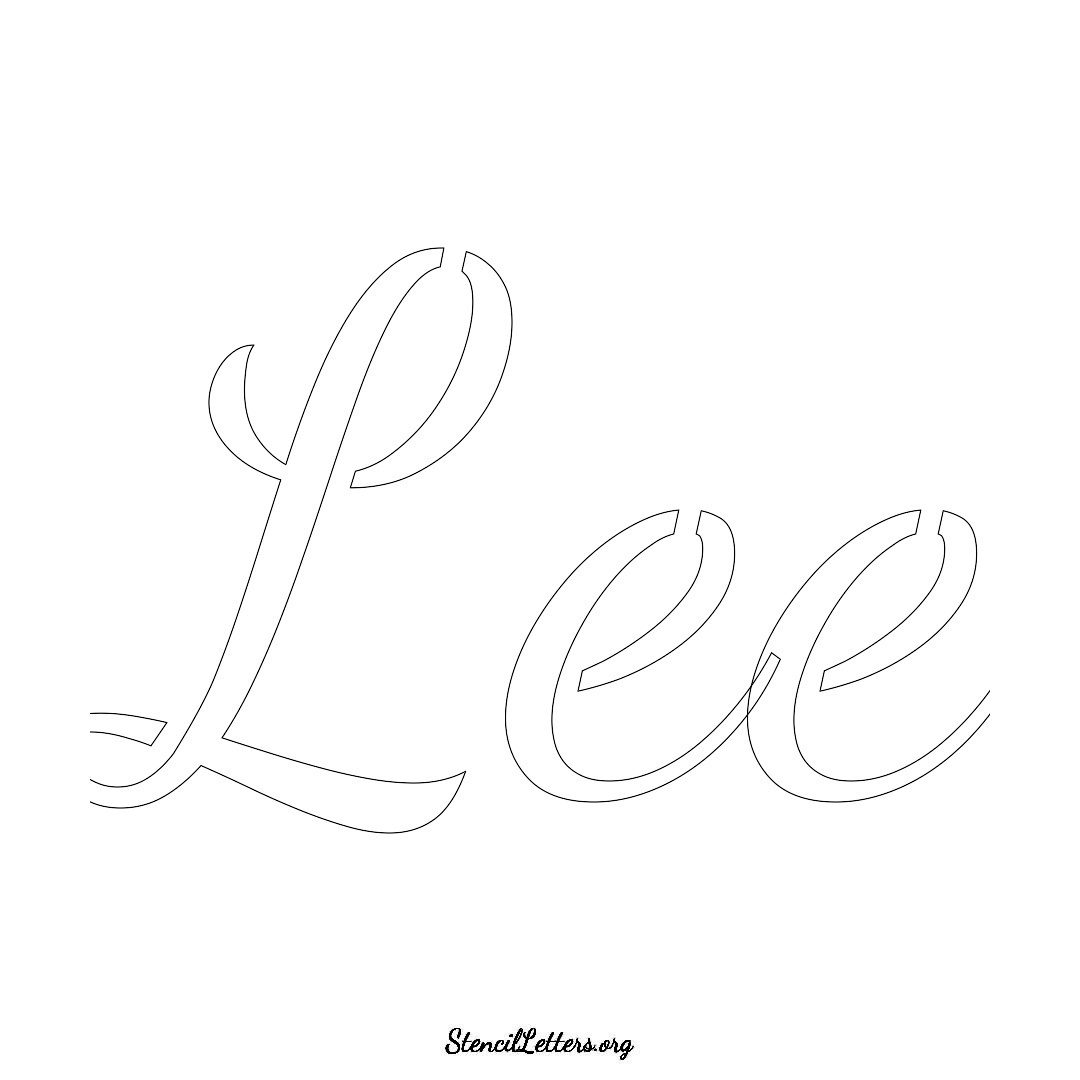 Lee name stencil in Cursive Script Lettering