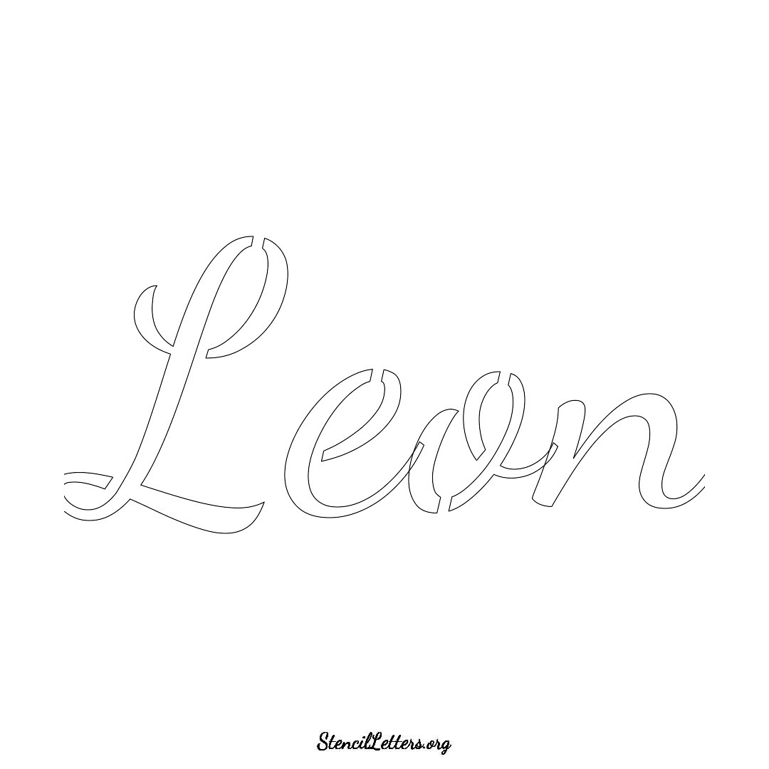 Leon name stencil in Cursive Script Lettering