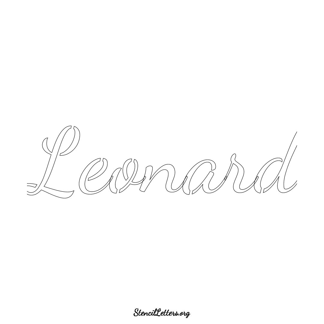 Leonard name stencil in Cursive Script Lettering