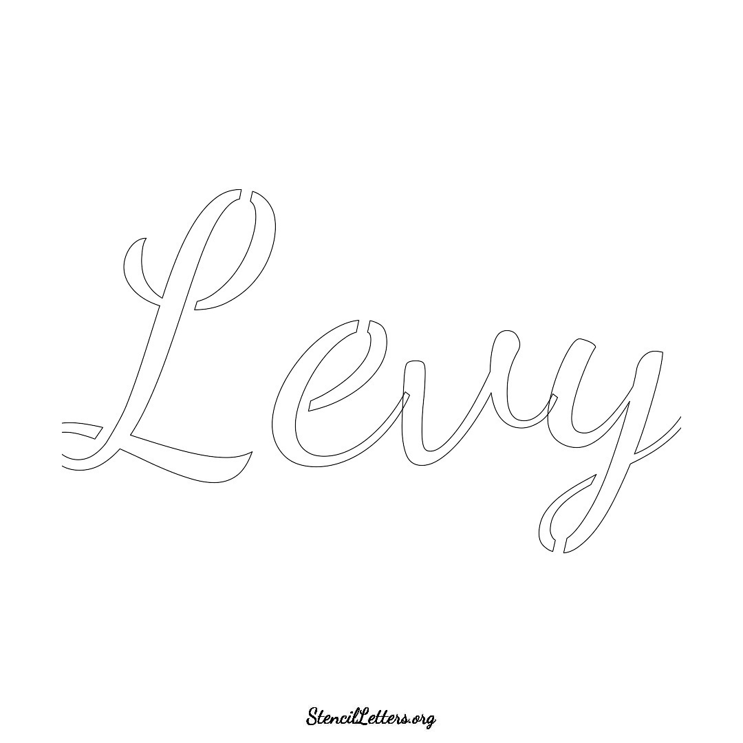 Levy name stencil in Cursive Script Lettering