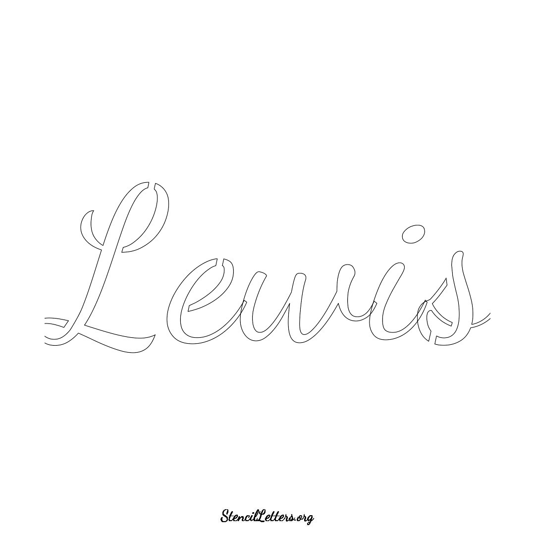 Lewis name stencil in Cursive Script Lettering
