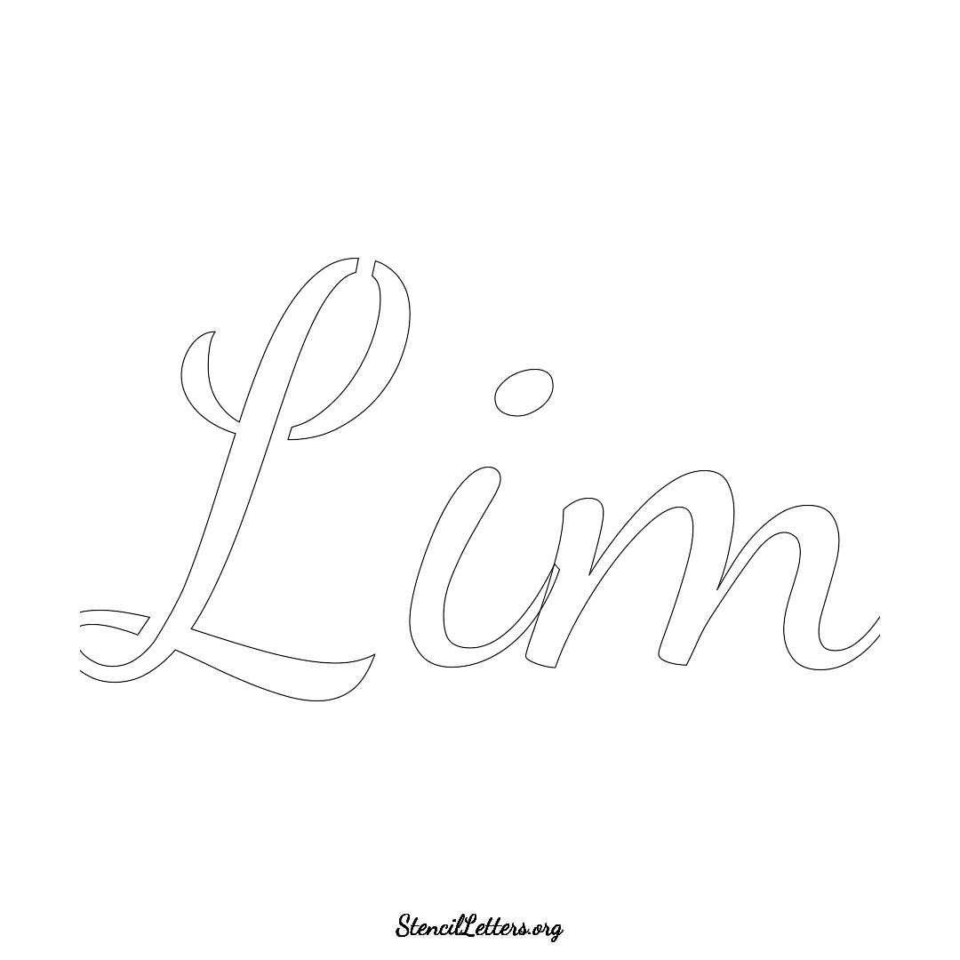 Lim name stencil in Cursive Script Lettering