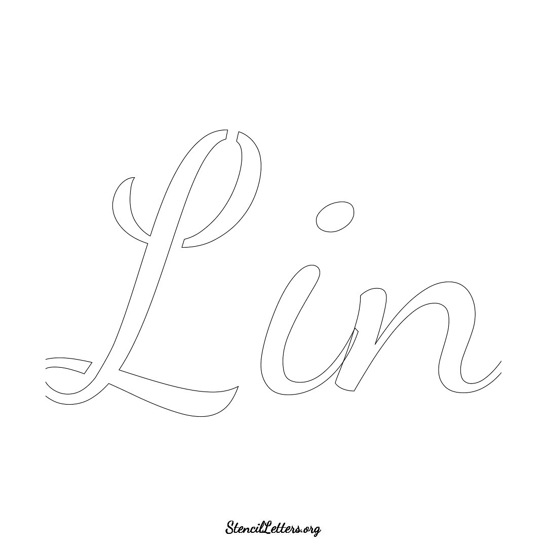 Lin name stencil in Cursive Script Lettering