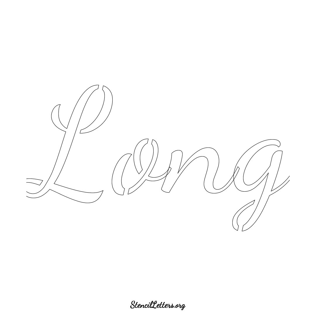 Long name stencil in Cursive Script Lettering