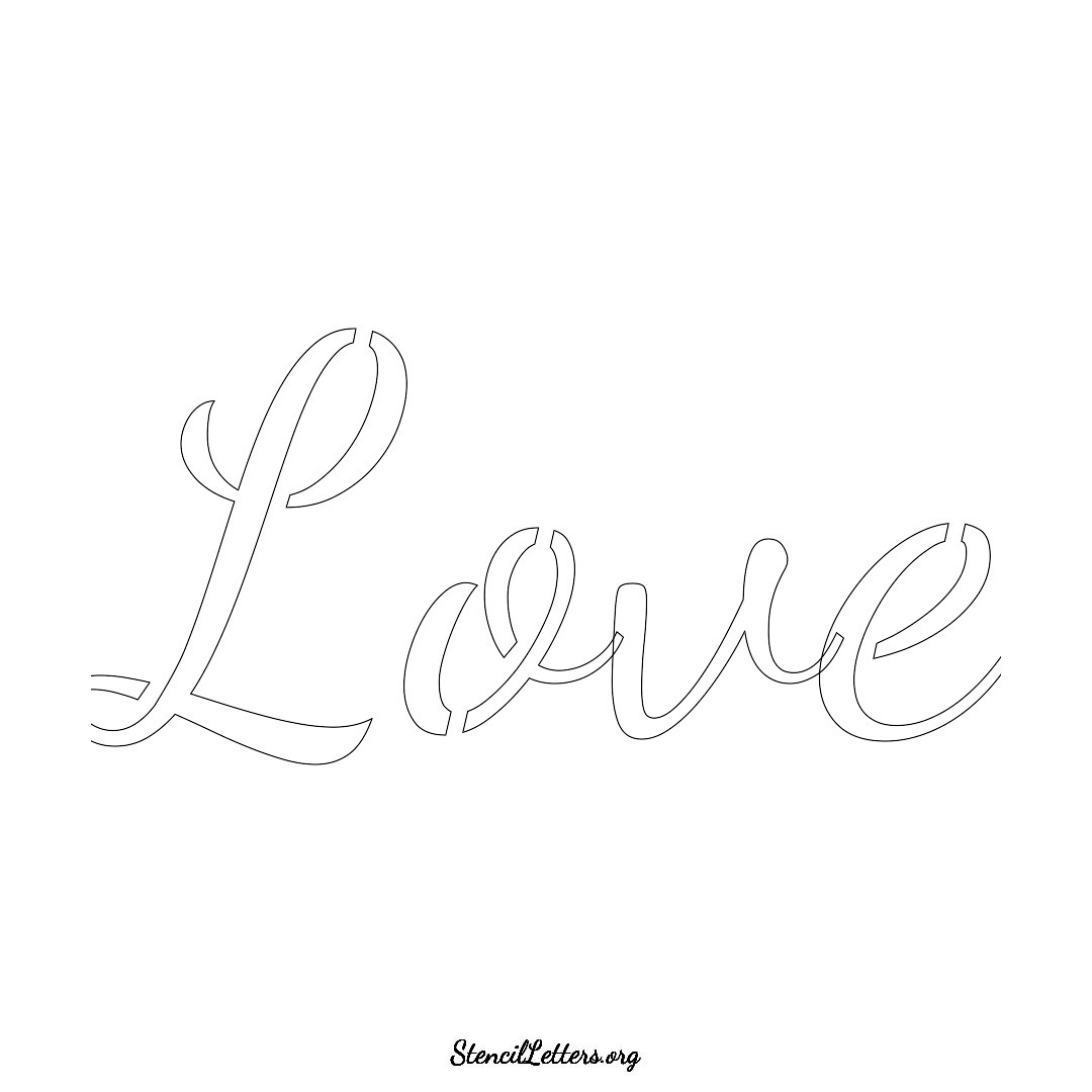 Love name stencil in Cursive Script Lettering