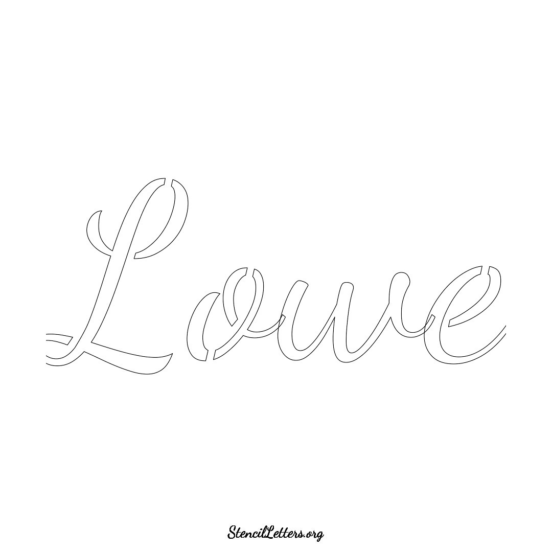 Lowe name stencil in Cursive Script Lettering