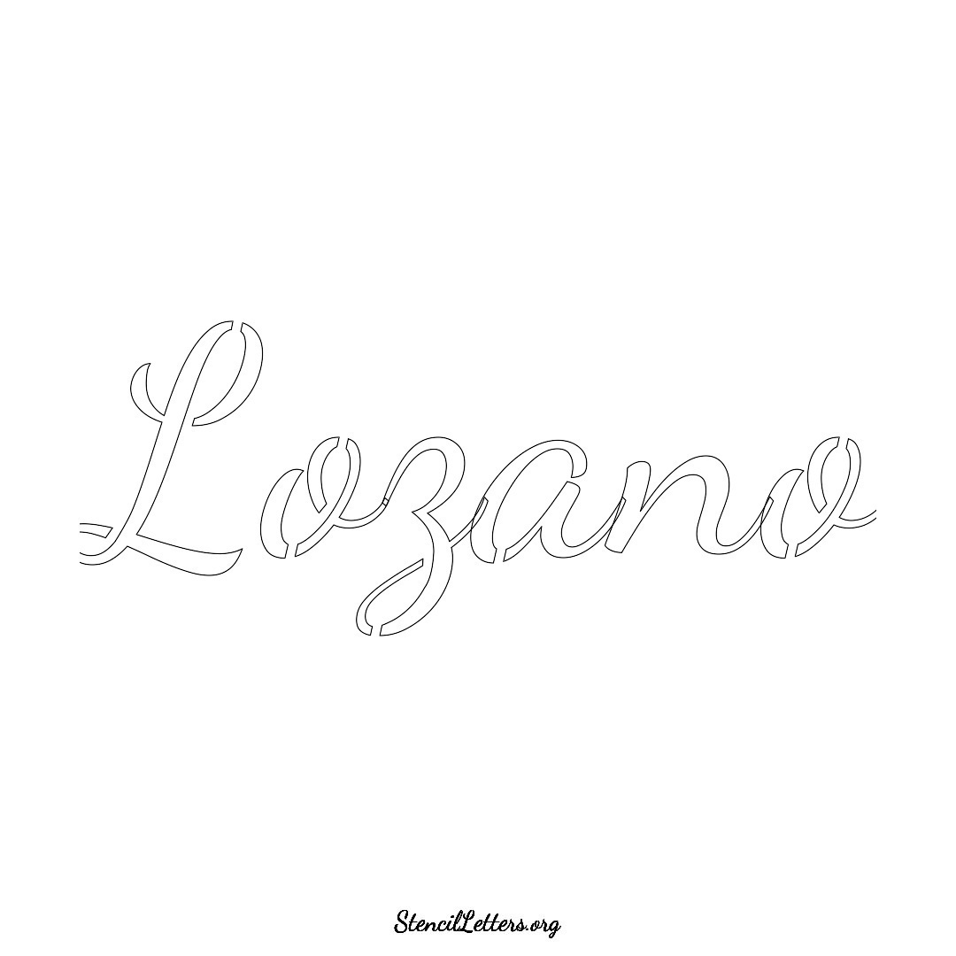 Lozano name stencil in Cursive Script Lettering