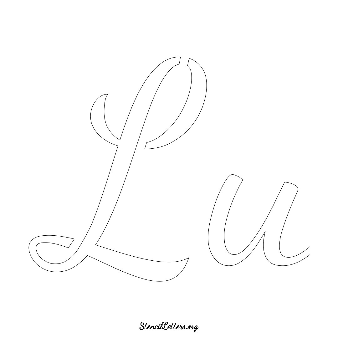Lu name stencil in Cursive Script Lettering