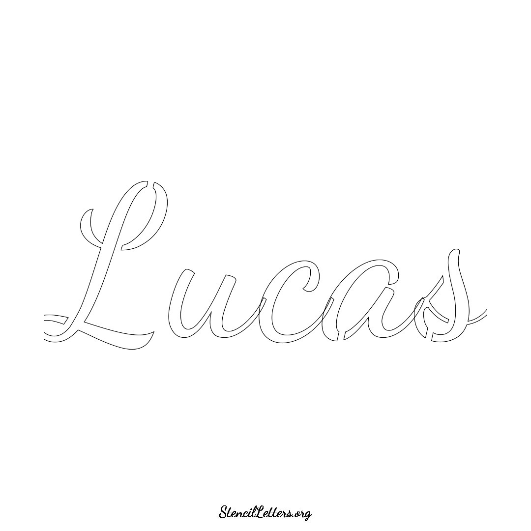 Lucas name stencil in Cursive Script Lettering