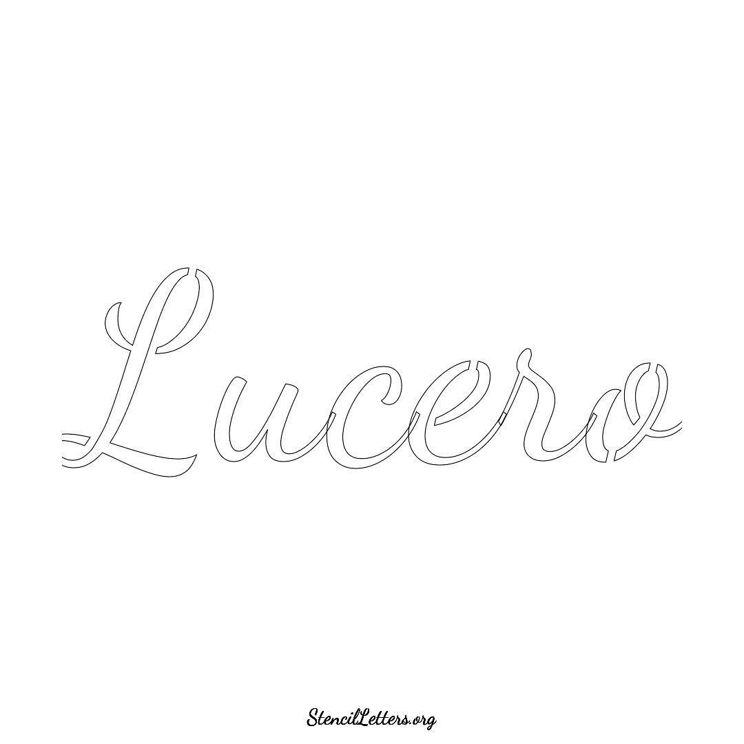 Lucero name stencil in Cursive Script Lettering