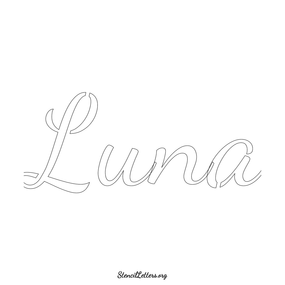 Luna name stencil in Cursive Script Lettering