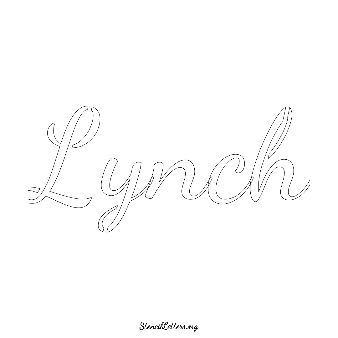 Lynch name stencil in Cursive Script Lettering