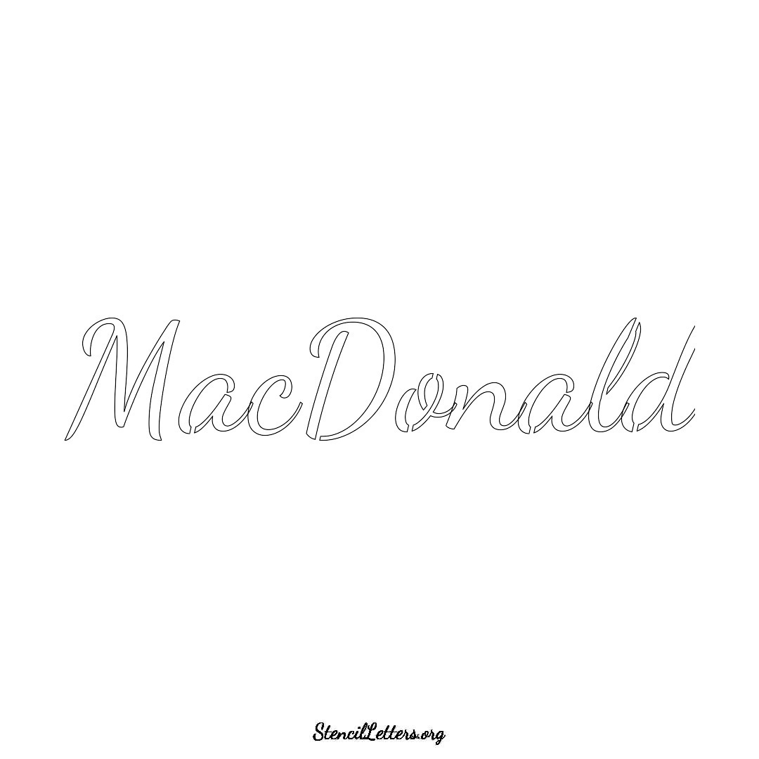 Macdonald name stencil in Cursive Script Lettering