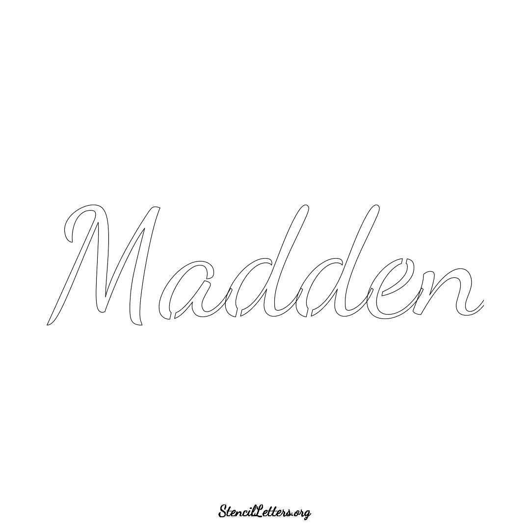 Madden name stencil in Cursive Script Lettering