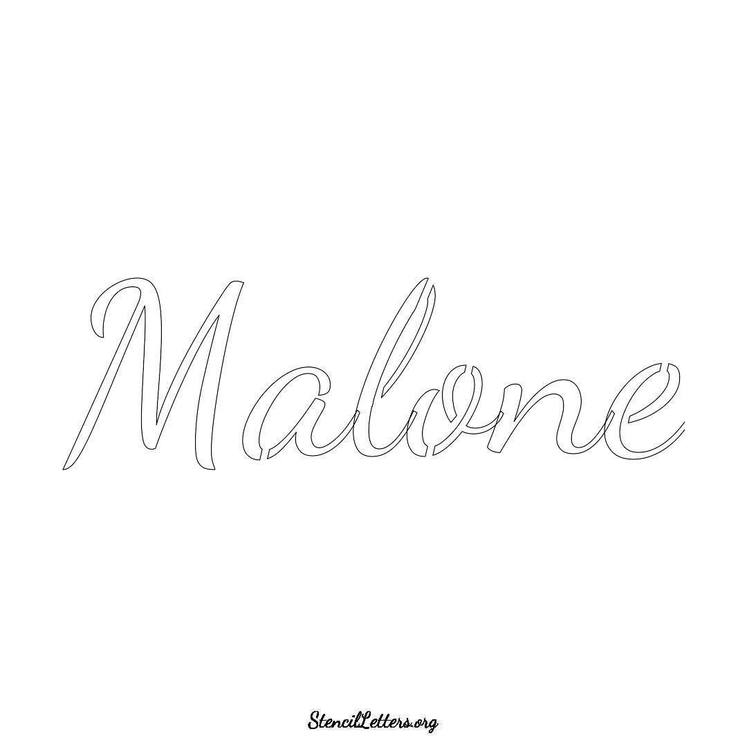 Malone name stencil in Cursive Script Lettering