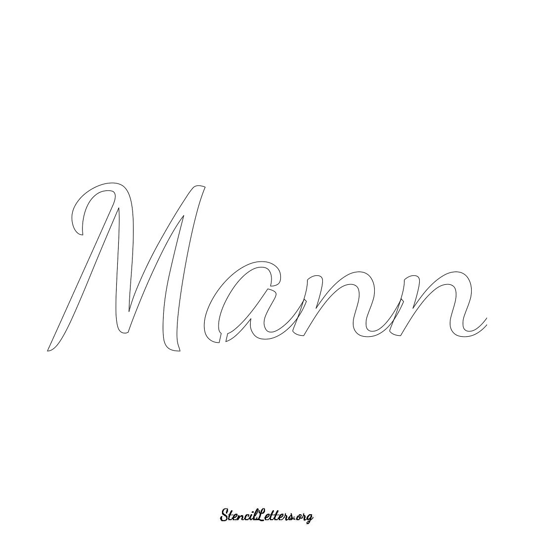 Mann name stencil in Cursive Script Lettering