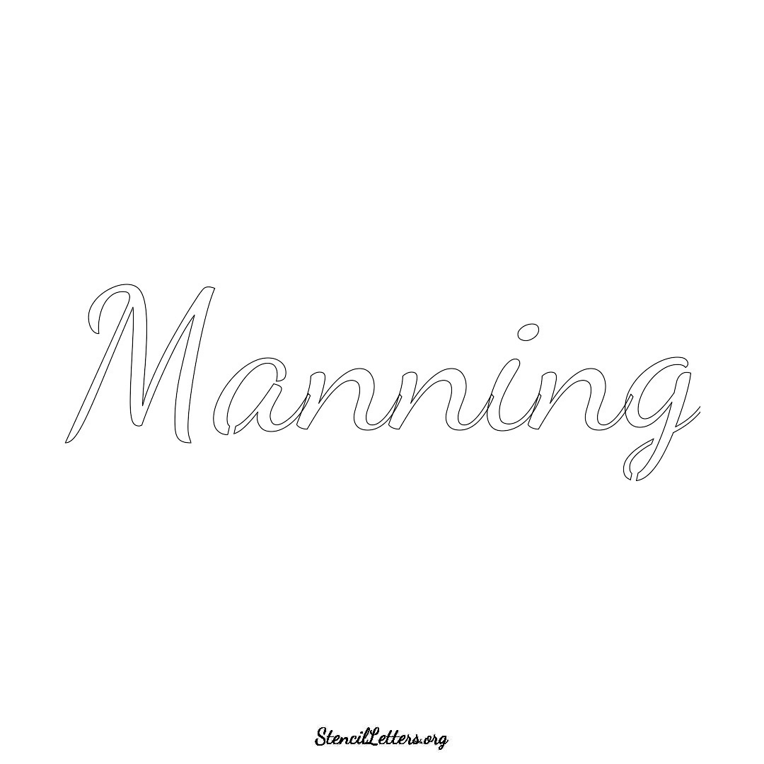 Manning name stencil in Cursive Script Lettering