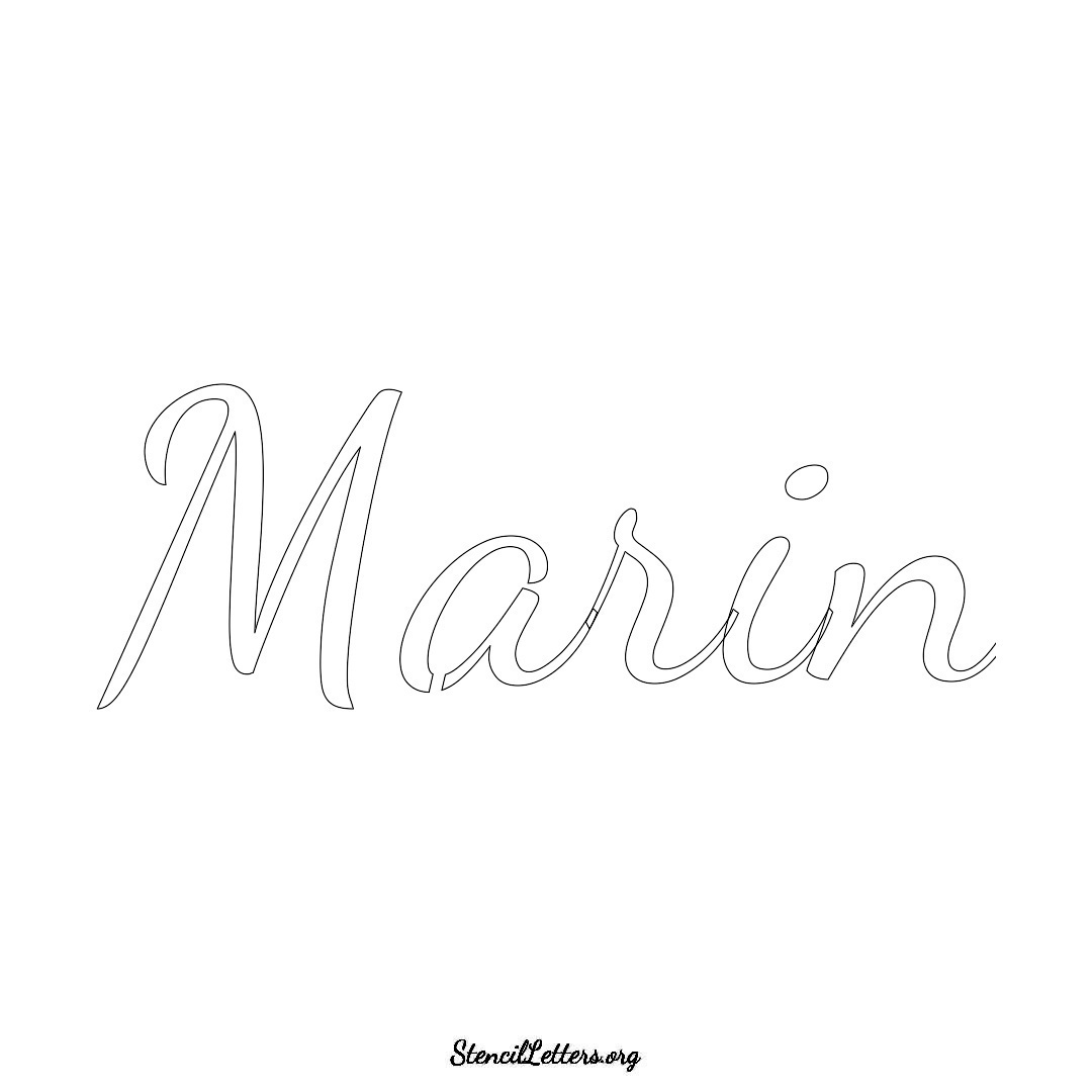 Marin name stencil in Cursive Script Lettering